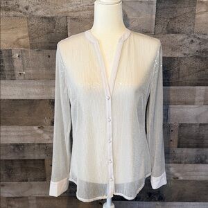 White House Black Market Long Sleeve Sequin Top Size S